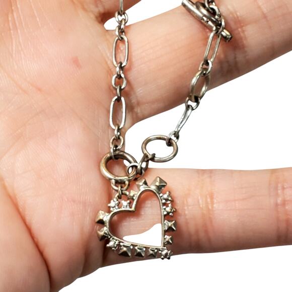 KS Chain Bracelet Heart Dangle Charm 8" Signed Vtg - Picture 4 of 6